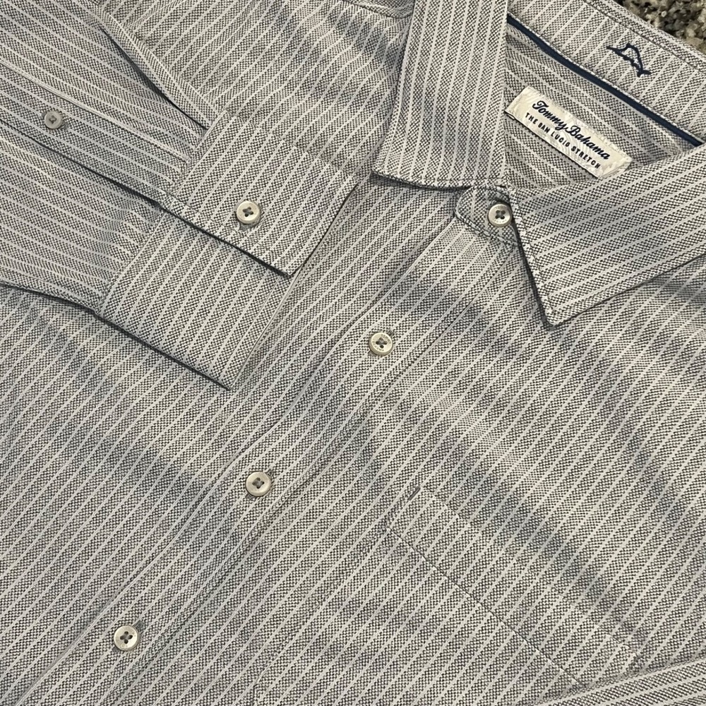 Tommy Bahama San Lucio Stretch Shirt Mens XL Gray Button Up IslandZone